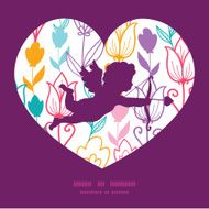 Vector colorful tulip flowers shooting cupid silhouette frame pattern invitation N2