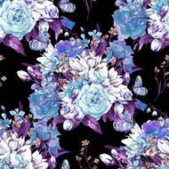 Seamless Watercolor Background with Roses