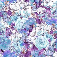 Seamless Watercolor Background with Roses N2