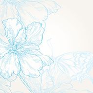 Background with flowers and butterfly