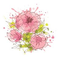 Abstract flowers illustration -- peonies