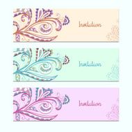Set of invitation cards with floral ornament N2