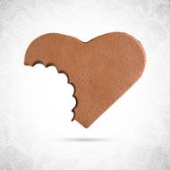 Bitten plasticine heart shaped valentine chocolate cookie