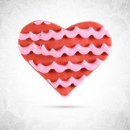 Plasticine heart shaped valentine red cookie with pink strawberry cream
