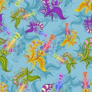 Vintage pattern of colored spring flowers N2