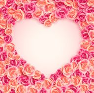Valentine`s Day card on pink roses