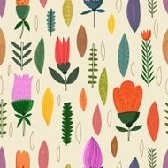 Cute seamless pattern with flowers Spring vector background in N2