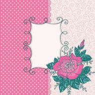 Invitation card with pink rose flower