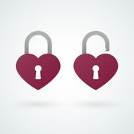 Closed and opened padlock icons of love N2