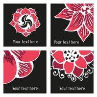 Set of posters with hand drawn tattoo floral elements