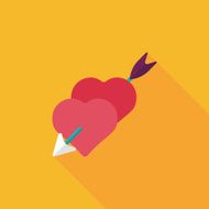 Valentine&#039;s Day love heart flat icon with long shadow eps10 N71