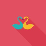 Valentine&#039;s Day lover swan flat icon with long shadow eps10 N7