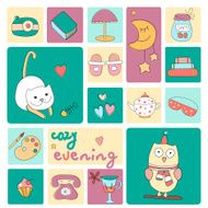Cozy evening icons