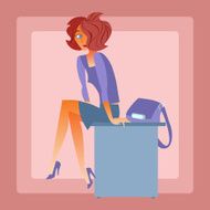 Lonely woman sitting on the table N2