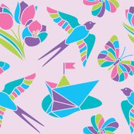 Spring mosaic seamless pattern