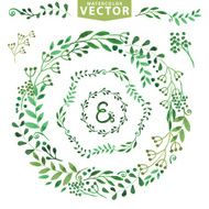 Watercolor wreath set Vintage floral laurels branches