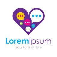 Graphic chat bubble love heart logo icon