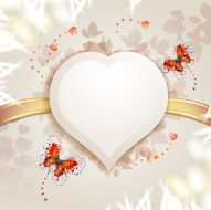 Background with heart and butterflies for Valentine's
