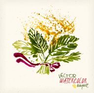 Vector watercolor bouquet mimosa spring flowers