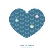 Vector blloming vines stripes heart silhouette pattern frame