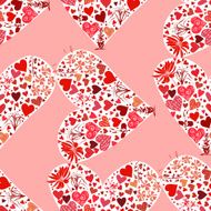 Seamless pattern with a variety of hearts