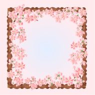 Sakura flowers spring frame vector
