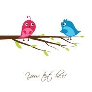 Cute birds on the tree branch N2