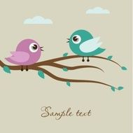Cute birds on the tree branch N3
