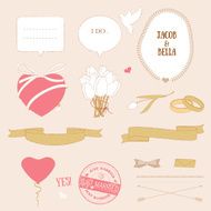 Valentine&#039;s Day Romantic Love Set Vector Illustration