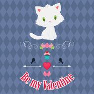 Valentine&#039;s Day card with white kitten