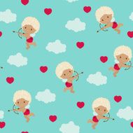 Seamless pattern with cute cupid N2