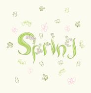 Cute cartoon butterflies and flowers in vector Spring background N2