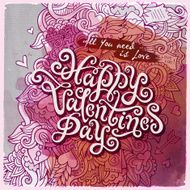 Vector love doodles watercolor card design N2