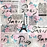 Newspaper Paris with roses