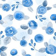 Seamless pattern with blue roses and some floral elements N2