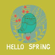 Vector card with funny owl Cute cartoon character Hand drawing N5