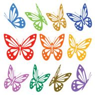 Set of colorful butterflies silhouettes - vector graphic