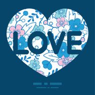 Vector blue and pink kimono blossoms love text frame pattern N2