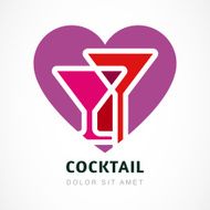 Abstract logo design template Colorful cocktail in heart shape