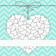Card template White heart on a blue