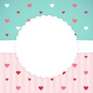 Blue and pink card template with hearts