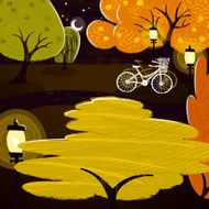 Bikes in the park at night EPS8