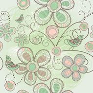 seamless floral background with birds