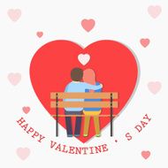 Young couple in love sitting together on bench park N2