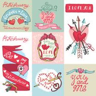 Valentines day cards set Labels frames decorative elements N4