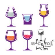 Colorful glasses collection ÂÂ martini wine cognac whiskey