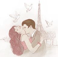 couple kissing in Paris