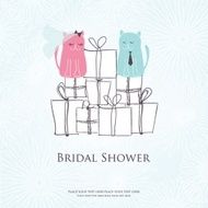 Bridal invitation card with two cute cats