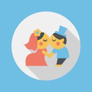 wedding couple flat icon with long shadow eps10 N246