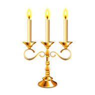 Retro candlestick with candles isolated on white vector